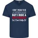 I Don't Mean to Be Awesome Biker Motorbike Mens V-Neck Cotton T-Shirt Navy Blue