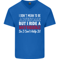 I Don't Mean to Be Awesome Biker Motorbike Mens V-Neck Cotton T-Shirt Royal Blue