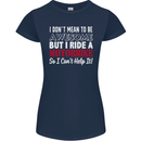 I Don't Mean to Be Awesome Biker Motorbike Womens Petite Cut T-Shirt Navy Blue