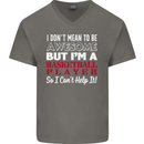 I Don't Mean to Be Basketball Player Mens V-Neck Cotton T-Shirt Charcoal