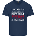 I Don't Mean to Be Basketball Player Mens V-Neck Cotton T-Shirt Navy Blue