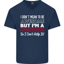 I Don't Mean to Be Chess Player Mens V-Neck Cotton T-Shirt Navy Blue
