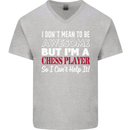 I Don't Mean to Be Chess Player Mens V-Neck Cotton T-Shirt Sports Grey