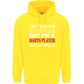 I Don't Mean to Be Darts Player Mens 80% Cotton Hoodie Yellow