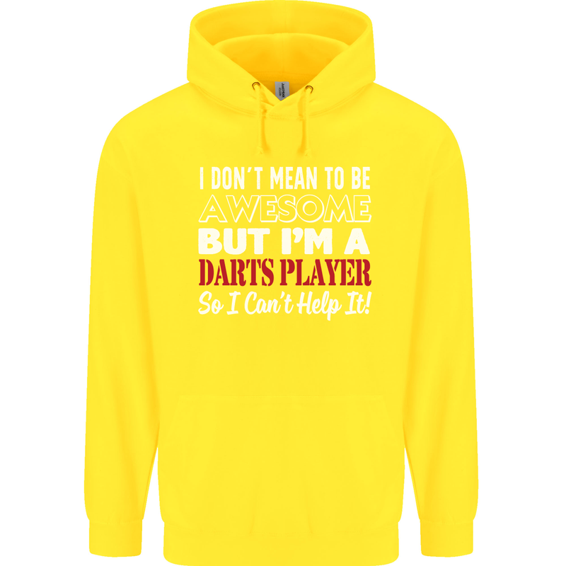 I Don't Mean to Be Darts Player Mens 80% Cotton Hoodie Yellow