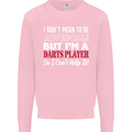 I Don't Mean to Be Darts Player Mens Sweatshirt Jumper Light Pink