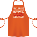 I Don't Mean to Be Football Manager Footy Cotton Apron 100% Organic Orange