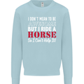 I Don't Mean to Be I Ride a Horse Riding Kids Sweatshirt Jumper Light Blue