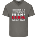 I Don't Mean to Be I Ride a Horse Riding Mens V-Neck Cotton T-Shirt Charcoal