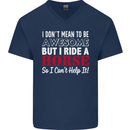 I Don't Mean to Be I Ride a Horse Riding Mens V-Neck Cotton T-Shirt Navy Blue