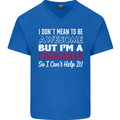 I Don't Mean to Be I'm a Fisherman Fishing Mens V-Neck Cotton T-Shirt Royal Blue