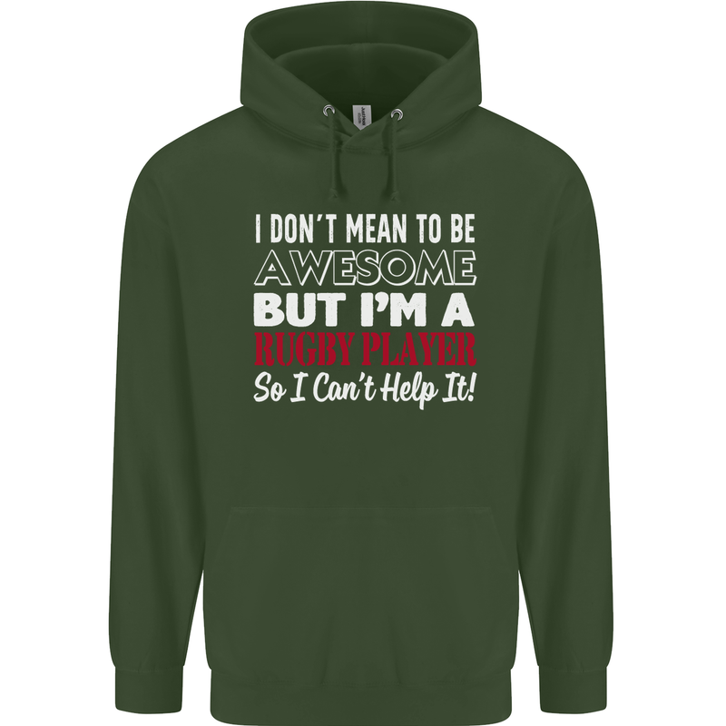 I Don't Mean to Be a Rugby Player Funny Childrens Kids Hoodie Forest Green