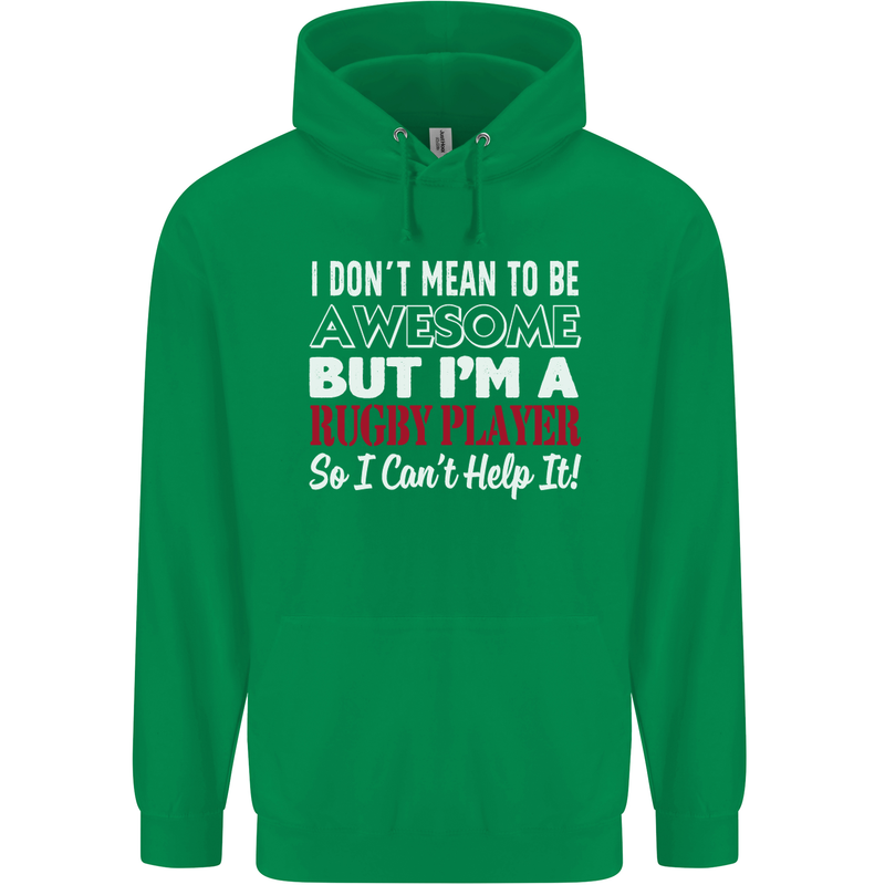 I Don't Mean to Be a Rugby Player Funny Childrens Kids Hoodie Irish Green