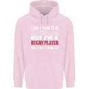 I Don't Mean to Be a Rugby Player Funny Childrens Kids Hoodie Light Pink