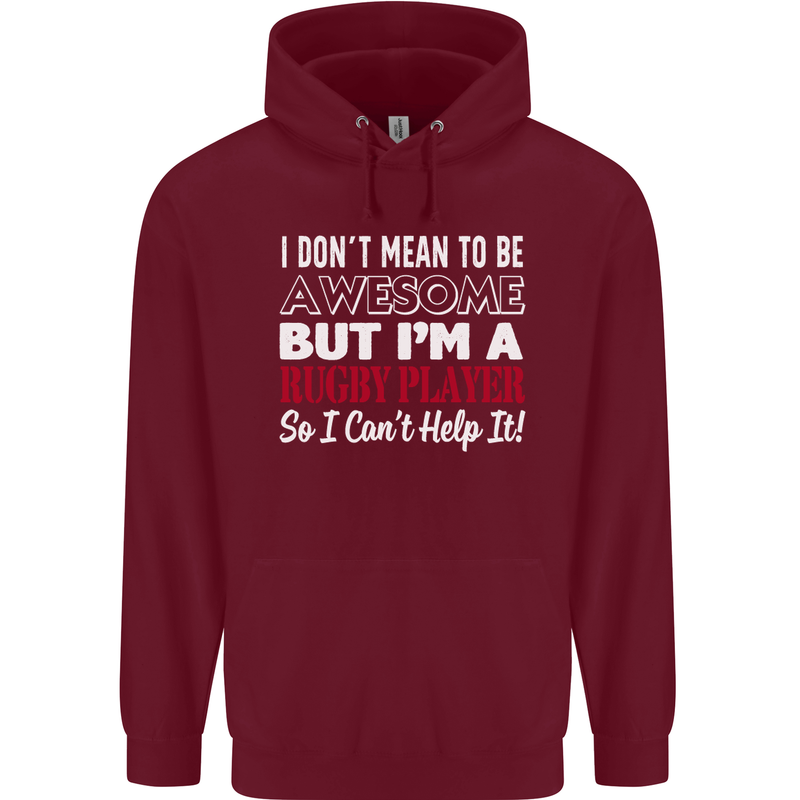 I Don't Mean to Be a Rugby Player Funny Childrens Kids Hoodie Maroon