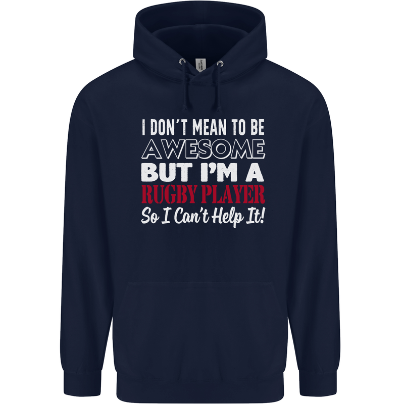 I Don't Mean to Be a Rugby Player Funny Childrens Kids Hoodie Navy Blue