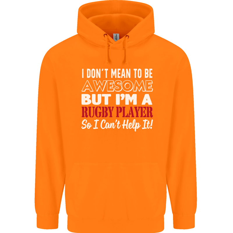 I Don't Mean to Be a Rugby Player Funny Childrens Kids Hoodie Orange