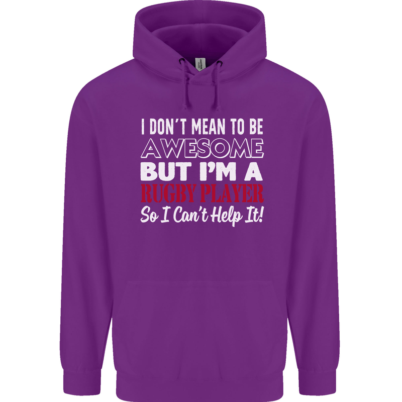 I Don't Mean to Be a Rugby Player Funny Childrens Kids Hoodie Purple