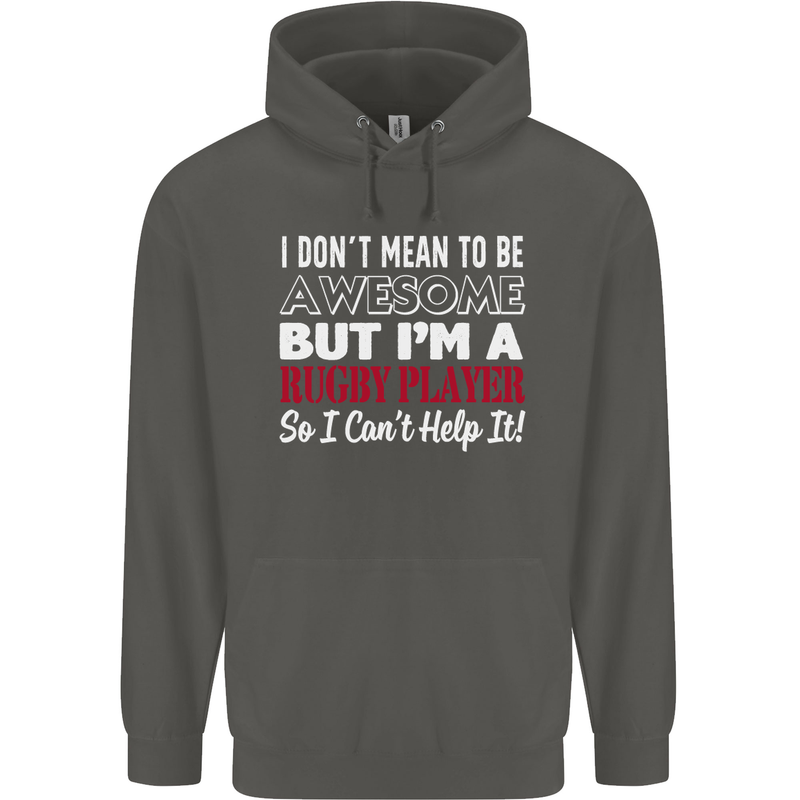 I Don't Mean to Be a Rugby Player Funny Childrens Kids Hoodie Storm Grey