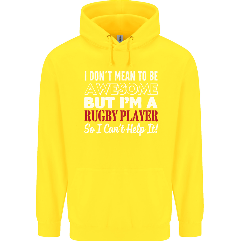 I Don't Mean to Be a Rugby Player Funny Childrens Kids Hoodie Yellow