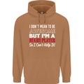 I Don't Mean to Be a Rugby Player Funny Mens 80% Cotton Hoodie Caramel Latte