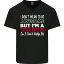 I Don't Mean to Be a Rugby Player Funny Mens V-Neck Cotton T-Shirt Black