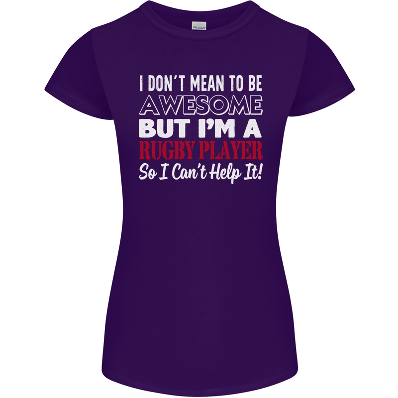 I Don't Mean to Be a Rugby Player Funny Womens Petite Cut T-Shirt Purple