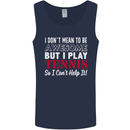 I Don't Mean to Be but I Play Tennis Player Mens Vest Tank Top Navy Blue