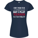I Don't Mean to Be but I Play Tennis Player Womens Petite Cut T-Shirt Navy Blue