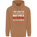 I Don't Mean to Be but I'm Runner Running Mens 80% Cotton Hoodie Caramel Latte