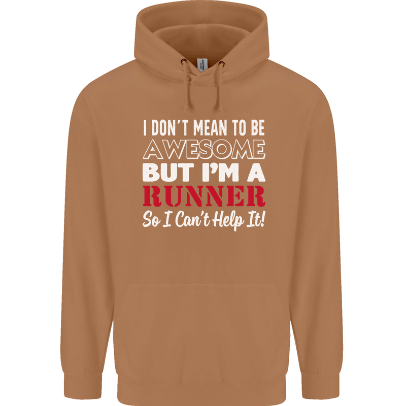 I Don't Mean to Be but I'm Runner Running Mens 80% Cotton Hoodie Caramel Latte