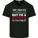 I Don't Mean to Be but I'm Runner Running Mens V-Neck Cotton T-Shirt Black