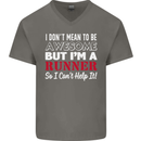 I Don't Mean to Be but I'm Runner Running Mens V-Neck Cotton T-Shirt Charcoal
