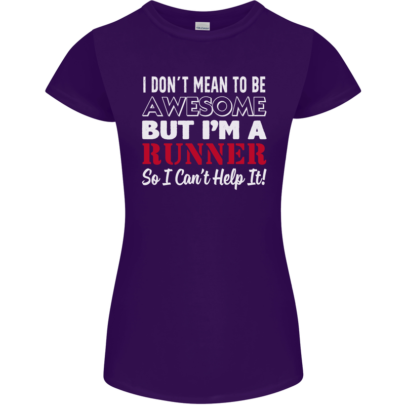 I Don't Mean to Be but I'm Runner Running Womens Petite Cut T-Shirt Purple