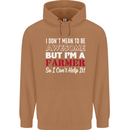 I Don't Mean to Be but I'm a Farmer Tractor Mens 80% Cotton Hoodie Caramel Latte