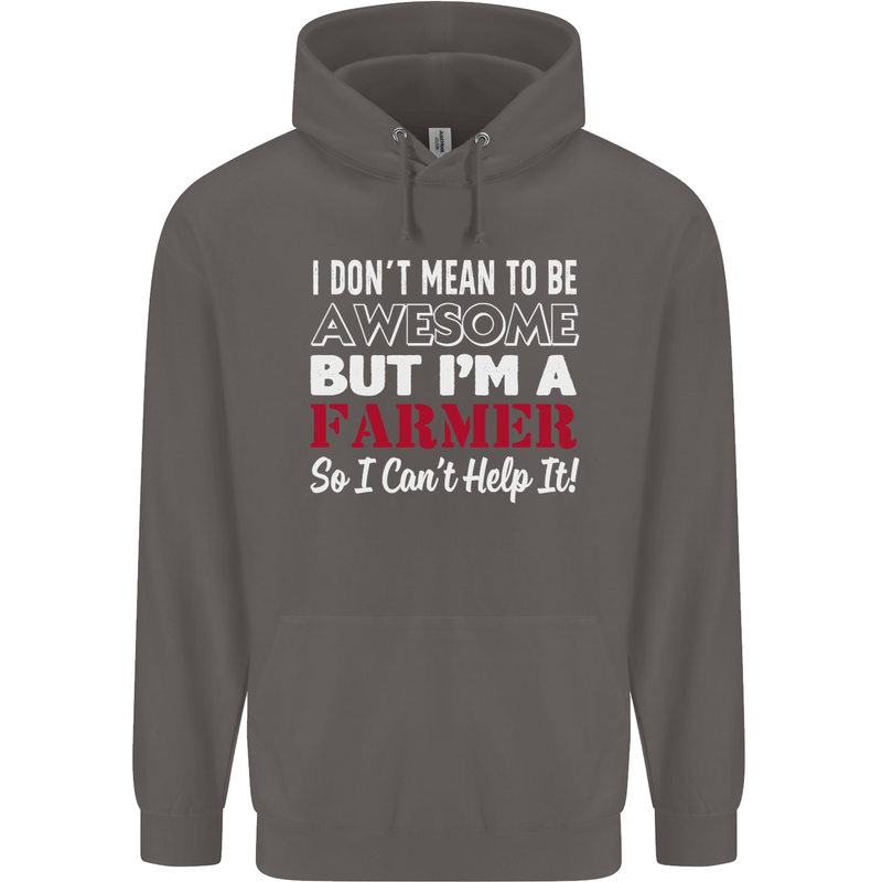 I Don't Mean to Be but I'm a Farmer Tractor Mens 80% Cotton Hoodie Charcoal