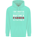 I Don't Mean to Be but I'm a Farmer Tractor Mens 80% Cotton Hoodie Peppermint