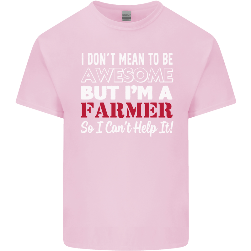 I Don't Mean to Be but I'm a Farmer Tractor Mens Cotton T-Shirt Tee Top Light Pink