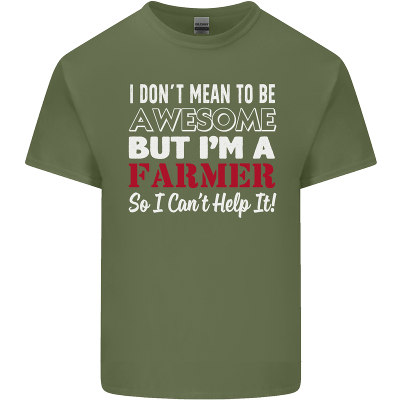 I Don't Mean to Be but I'm a Farmer Tractor Mens Cotton T-Shirt Tee Top Military Green