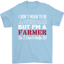 I Don't Mean to Be but I'm a Farmer Tractor Mens T-Shirt Cotton Gildan Light Blue