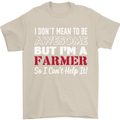I Don't Mean to Be but I'm a Farmer Tractor Mens T-Shirt Cotton Gildan Sand