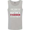 I Don't Mean to Be but I'm a Farmer Tractor Mens Vest Tank Top Sports Grey