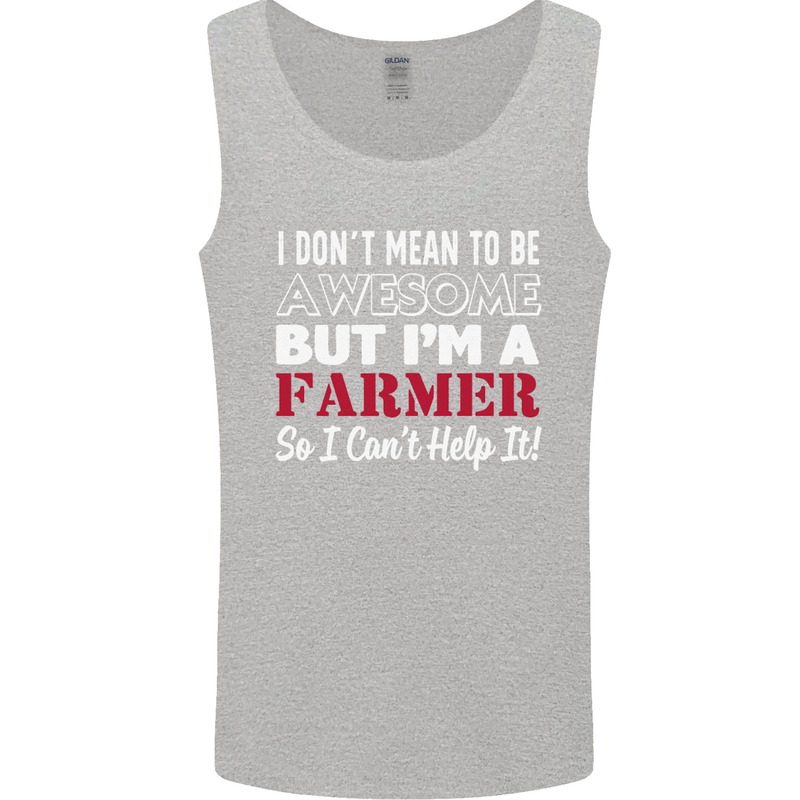 I Don't Mean to Be but I'm a Farmer Tractor Mens Vest Tank Top Sports Grey