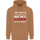 I Don't Mean to Be but I'm a Gamer Gaming Mens 80% Cotton Hoodie Caramel Latte