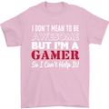 I Don't Mean to Be but I'm a Gamer Gaming Mens T-Shirt Cotton Gildan Light Pink