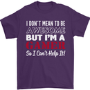 I Don't Mean to Be but I'm a Gamer Gaming Mens T-Shirt Cotton Gildan Purple