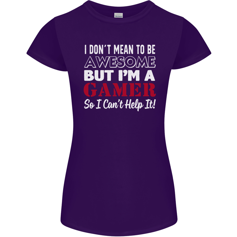 I Don't Mean to Be but I'm a Gamer Gaming Womens Petite Cut T-Shirt Purple
