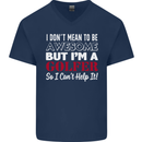 I Don't Mean to Be but I'm a Golfer Golf Mens V-Neck Cotton T-Shirt Navy Blue