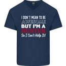 I Don't Mean to Be but I'm a Hunter Hunting Mens V-Neck Cotton T-Shirt Navy Blue