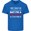 I Don't Mean to Be but I'm a Manager Rugby Mens V-Neck Cotton T-Shirt Royal Blue